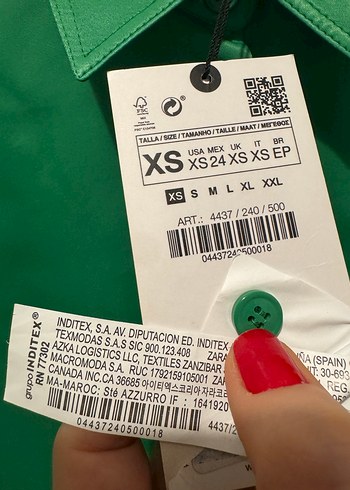 ZARA Düğmeli Yeşil Saten Kadın Gömlek - Görsel 4