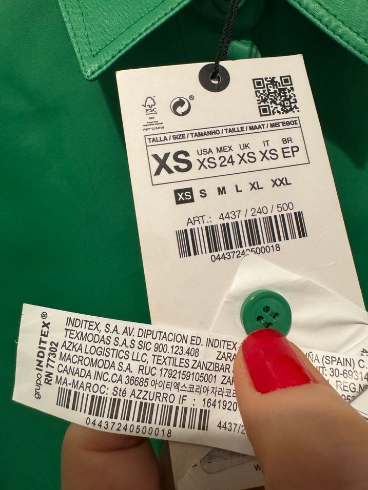 ZARA Düğmeli Yeşil Saten Kadın Gömlek - Görsel 4