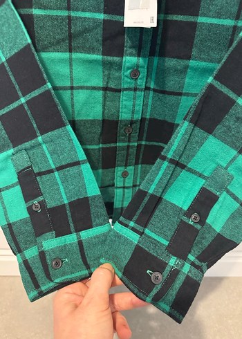 Erkek Çocuk Yeşil Kareli Uzun Kollu Gömlek - Görsel 3