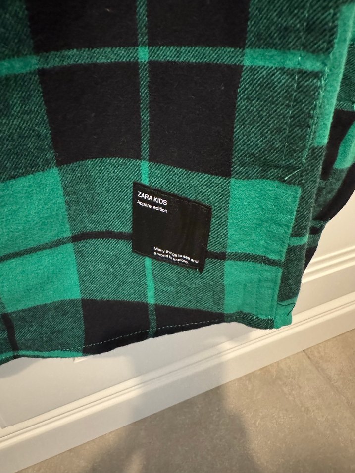 Erkek Çocuk Yeşil Kareli Uzun Kollu Gömlek - Görsel 4