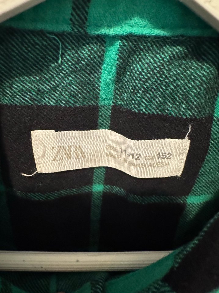 Erkek Çocuk Yeşil Kareli Uzun Kollu Gömlek - Görsel 5