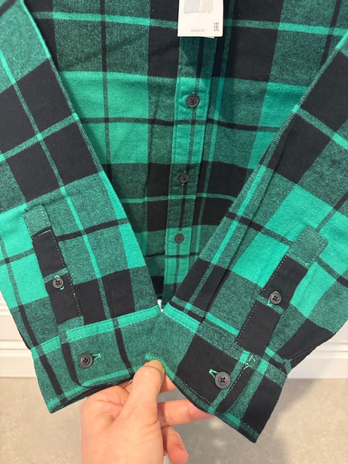 Erkek Çocuk Yeşil Kareli Uzun Kollu Gömlek - Görsel 3