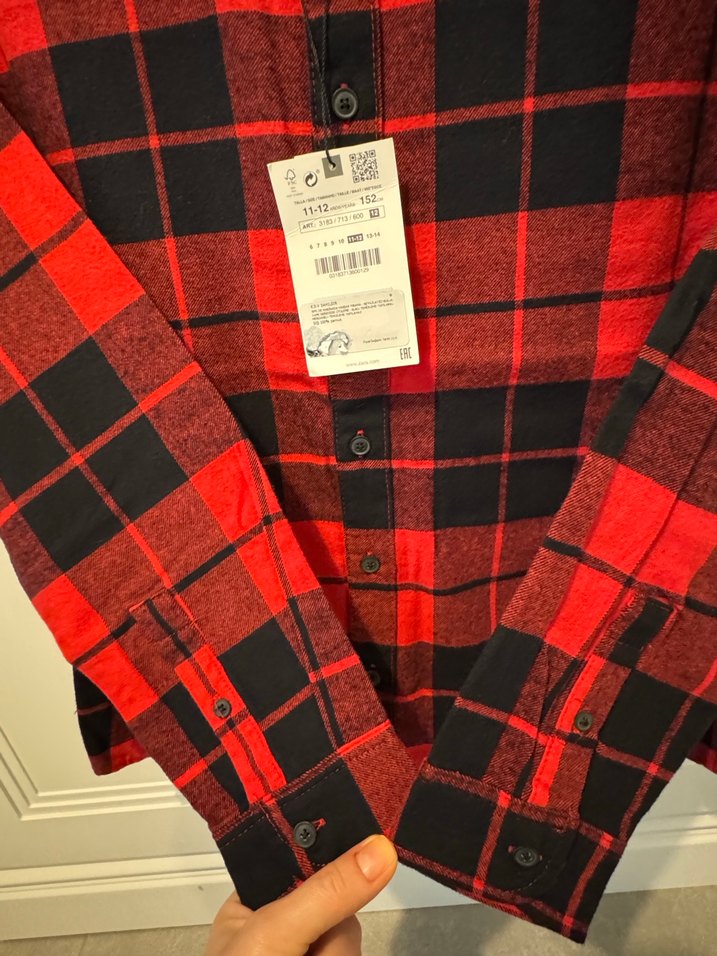 Erkek Çocuk Kırmızı Kareli Uzun Kollu Gömlek - Görsel 3