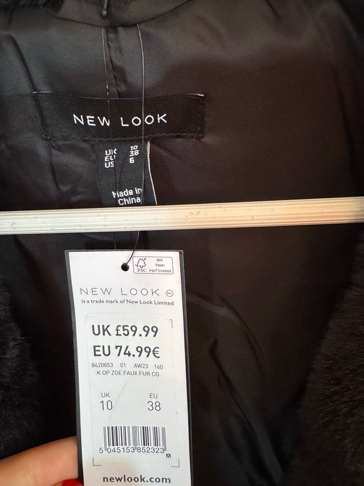 NEW LOOK SIFIR Kadın Siyah Kürk Detaylı Midi Kaban - Görsel 5