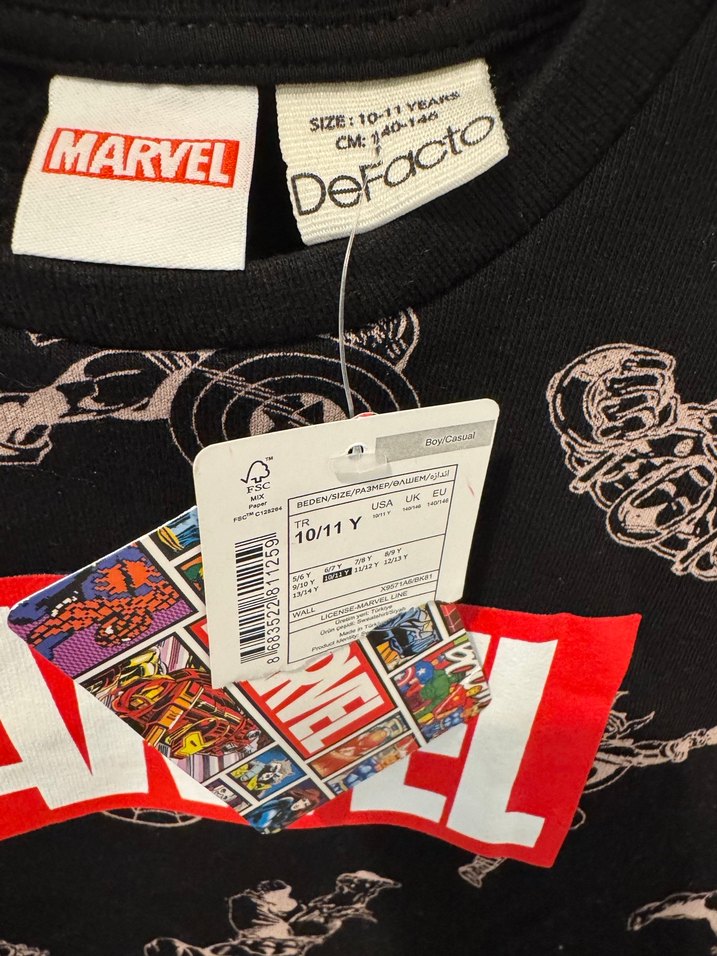 Marvel Baskılı Siyah Erkek Çocuk Sweatshirt - Görsel 3