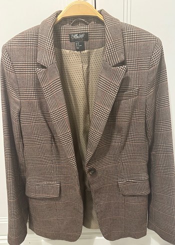 Düğmeli Kahverengi Midi Kadın Blazer Ceket - Görsel 2