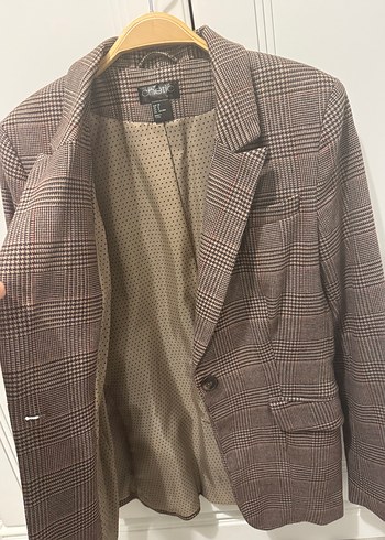 Düğmeli Kahverengi Midi Kadın Blazer Ceket - Görsel 4