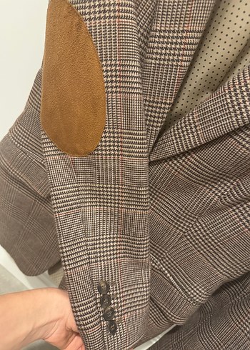 Düğmeli Kahverengi Midi Kadın Blazer Ceket - Görsel 6