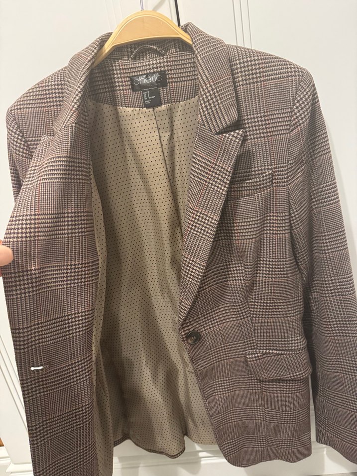 Düğmeli Kahverengi Midi Kadın Blazer Ceket - Görsel 4