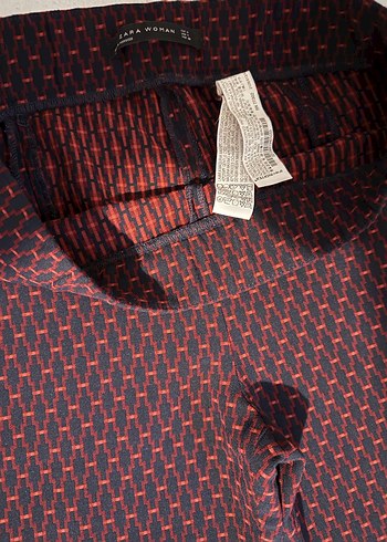 ZARA Bordo Midi Kadın Kumaş Pantolon - Görsel 5