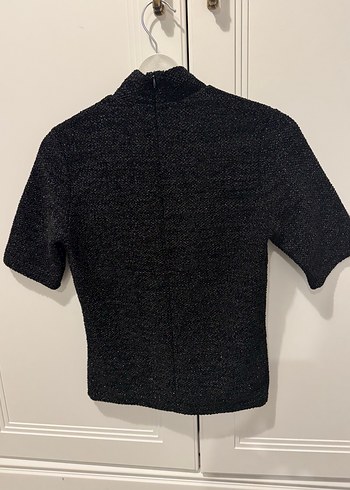 ZARA Fermuarlı Siyah Kısa Kollu Boğazlı Kadın Kazak - Görsel 2