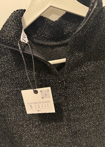 ZARA Fermuarlı Siyah Kısa Kollu Boğazlı Kadın Kazak - Görsel 3