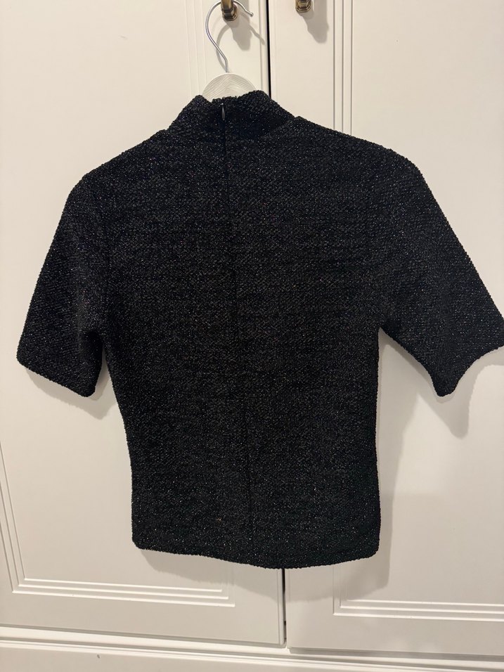 ZARA Fermuarlı Siyah Kısa Kollu Boğazlı Kadın Kazak - Görsel 2