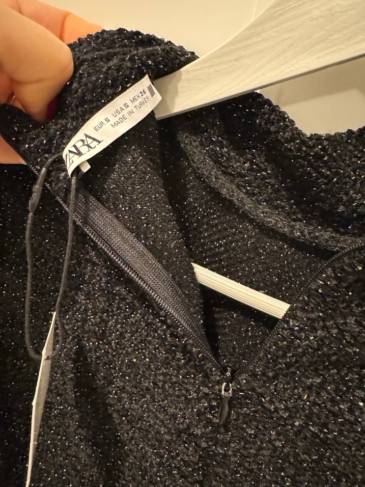 ZARA Fermuarlı Siyah Kısa Kollu Boğazlı Kadın Kazak - Görsel 4