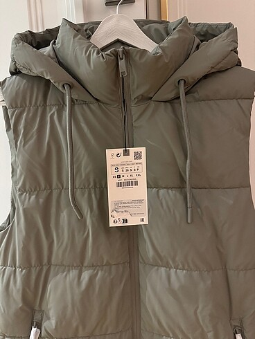 s Beden haki Renk Zara Kauçuk Yelek ETİKETLİ