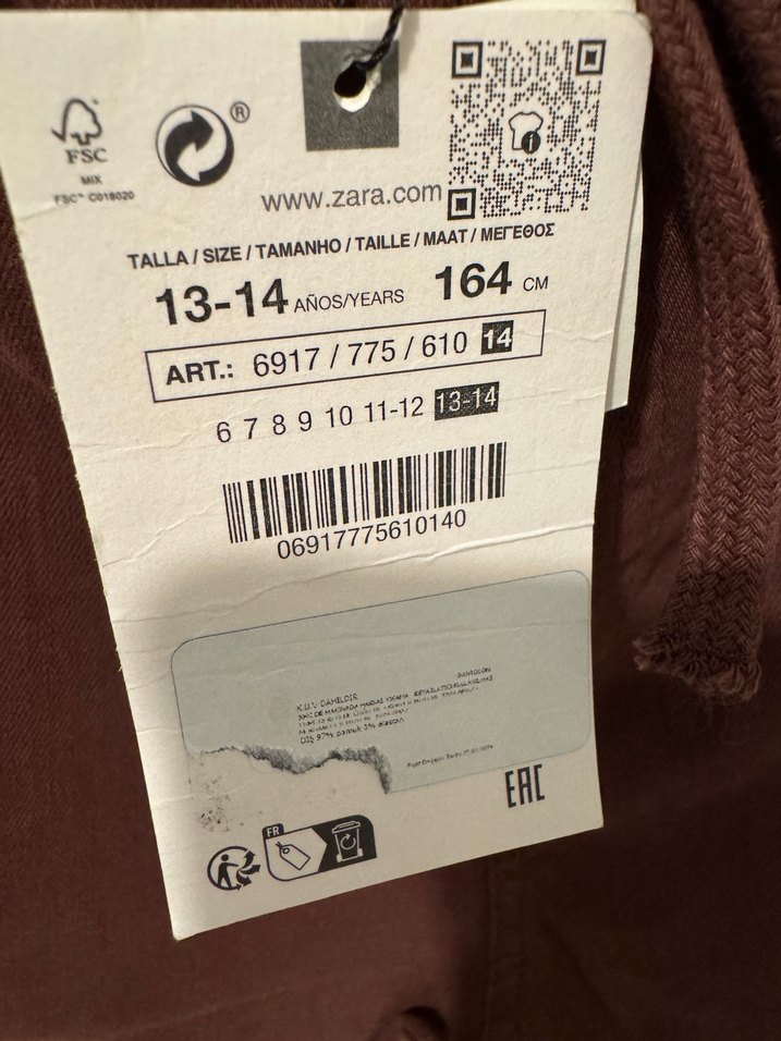 ETİKETLİ Zara Bordo Kargo Pantolon — görsel 4/6