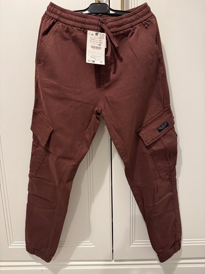 ETİKETLİ Zara Bordo Kargo Pantolon — görsel 2/6