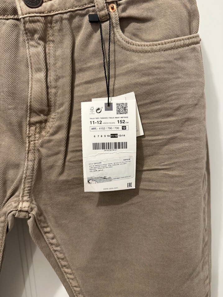 ETİKETLİ ZARA Bej Slim Fit Denim Pantolon — görsel 4/7