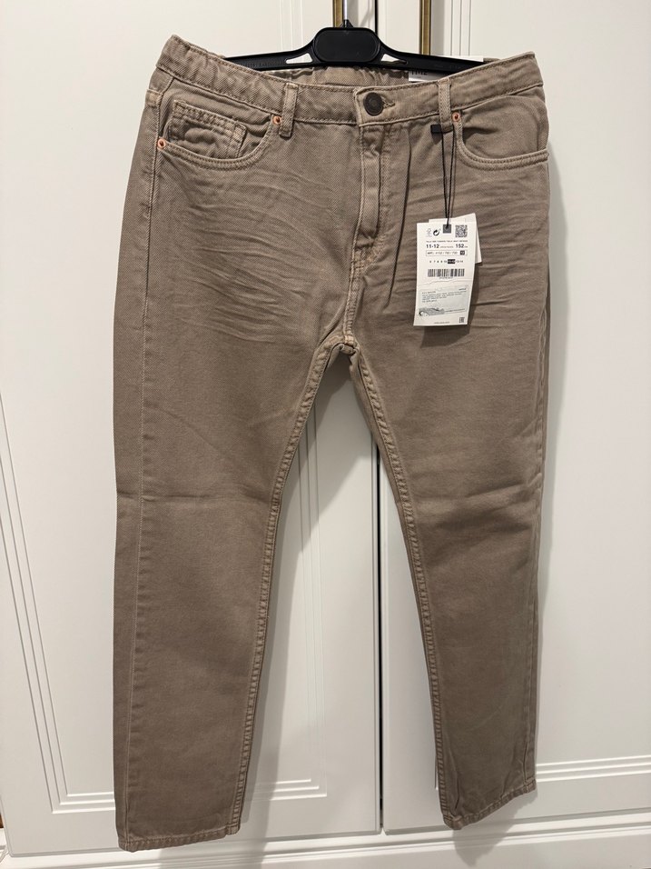 ETİKETLİ ZARA Bej Slim Fit Denim Pantolon — görsel 2/7