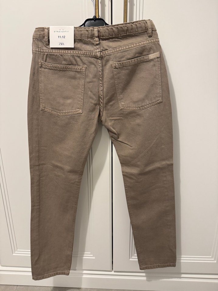 ETİKETLİ ZARA Bej Slim Fit Denim Pantolon — görsel 3/7