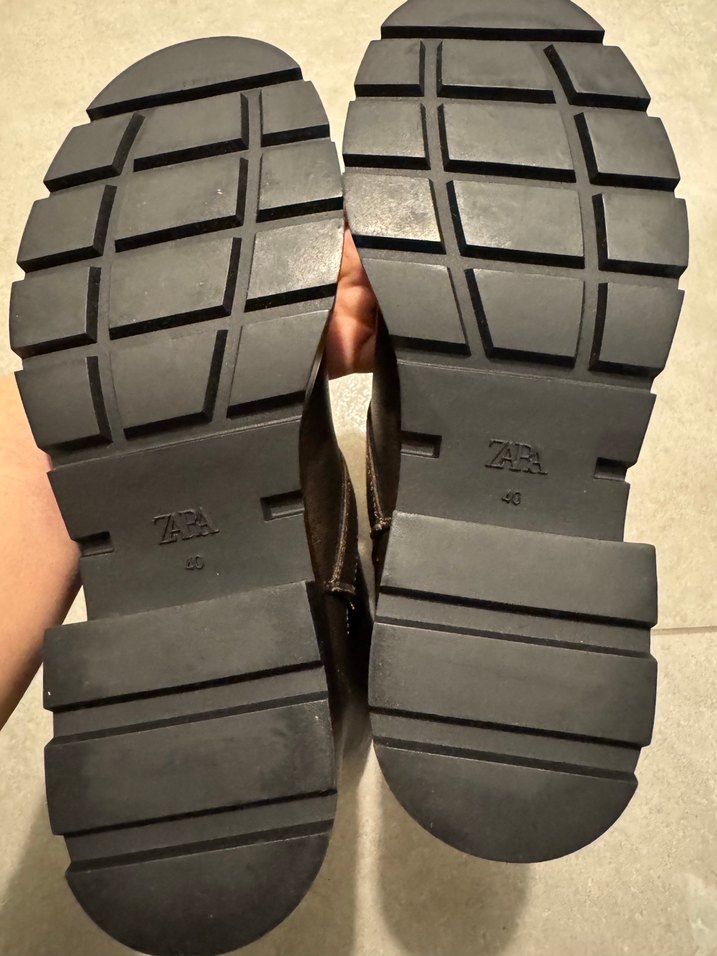 Zara Sıfır Koyu Kahverengi Deri Orta Boy Çizme — görsel 9/10
