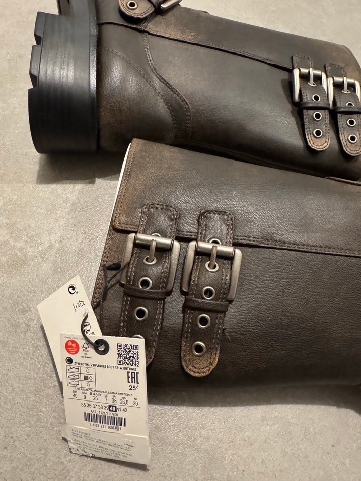 Zara Sıfır Koyu Kahverengi Deri Orta Boy Çizme — görsel 4/10