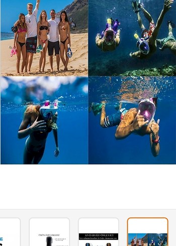 Siyah Tam Yüz Dalış Maskesi Velcro Kayışlı - Görsel 8