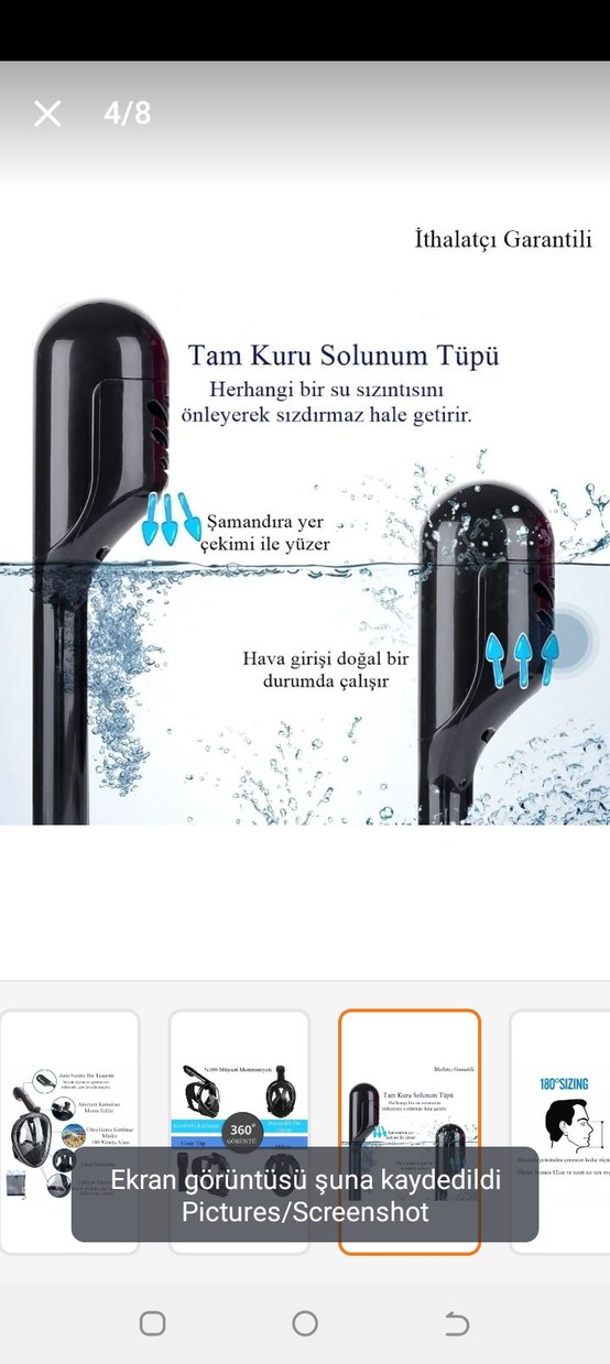 Siyah Tam Yüz Dalış Maskesi Velcro Kayışlı - Görsel 5