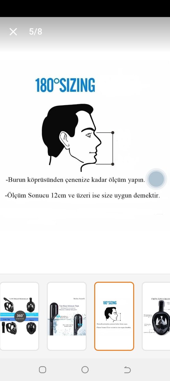 Siyah Tam Yüz Dalış Maskesi Velcro Kayışlı - Görsel 4