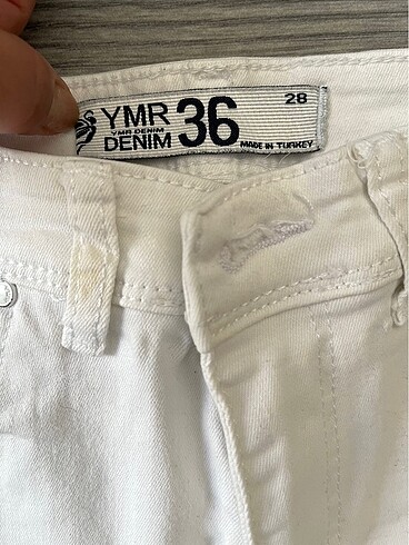 28 Beden YMR marka beyaz kot pantolon
