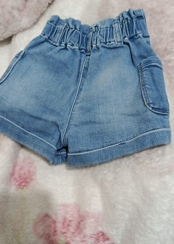 Düğmeli Mavi Bağlama Desenli Kot Şort - Görsel 4