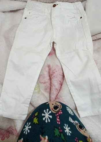Düğmeli Beyaz Erkek Çocuk Pantolonu - Görsel 2