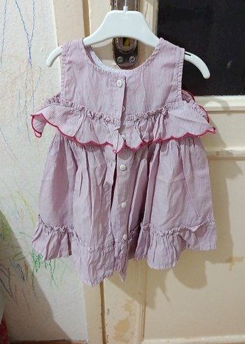 Pembe Nakışlı Fırfırlı Kolsuz Kız Elbisesi - Görsel 5