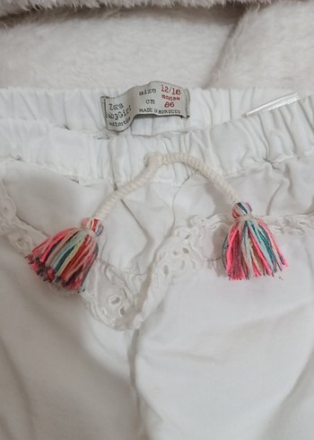 Kızlar için Beyaz Nakışlı Bohem Pantolon - Görsel 2