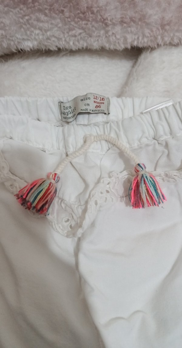 Kızlar için Beyaz Nakışlı Bohem Pantolon - Görsel 2