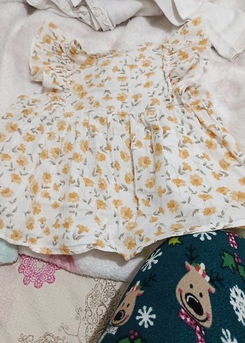 Kız Çocuk Beyaz Çiçekli Fırfırlı Elbise - Görsel 2