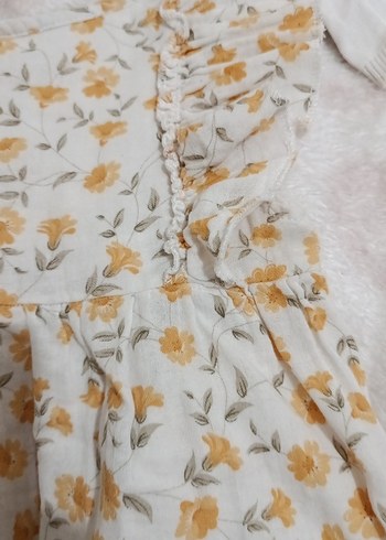 Kız Çocuk Beyaz Çiçekli Fırfırlı Elbise - Görsel 4