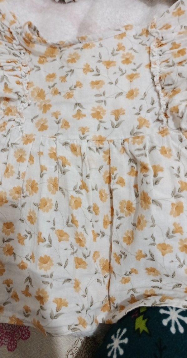 Kız Çocuk Beyaz Çiçekli Fırfırlı Elbise - Görsel 3