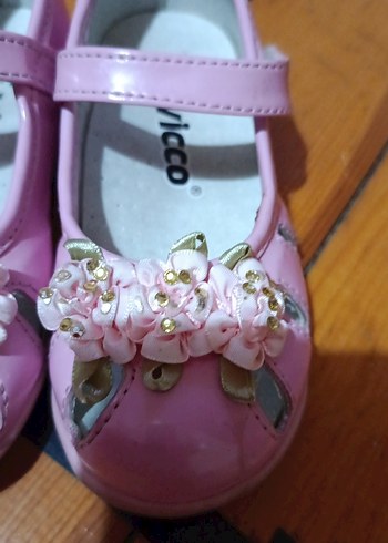 Kız Çocuk Pembe Çiçekli Tokalı Babet - Görsel 4