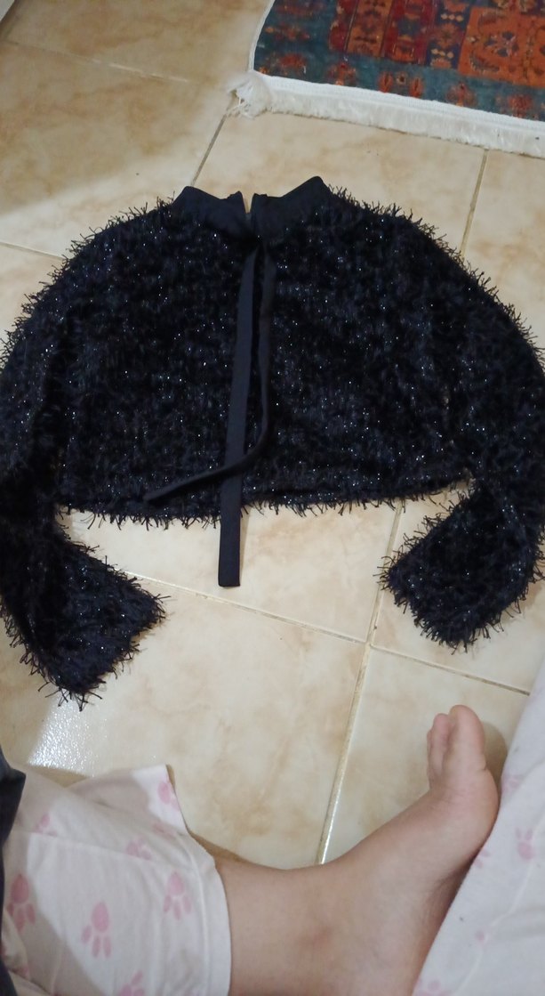 Kadın Siyah parlak ipten kumaşlı - Görsel 3