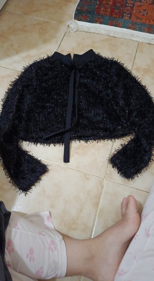 Kadın Siyah parlak ipten kumaşlı - Görsel 2