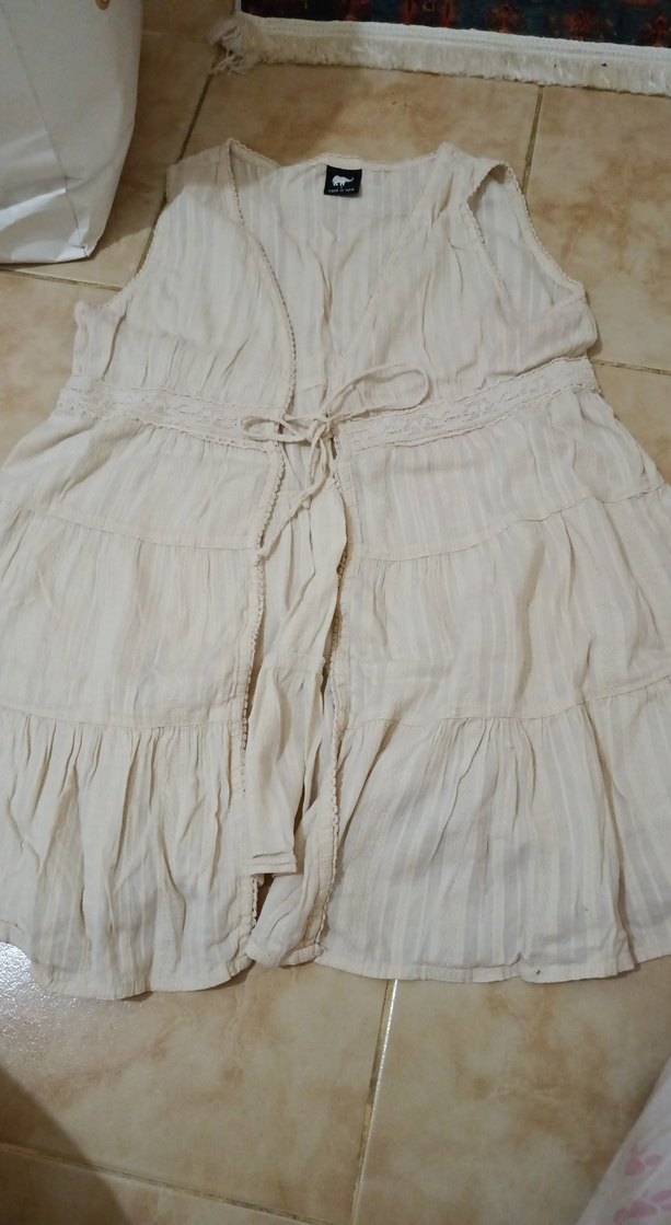 Bej Keten Bohem üst bluz - Görsel 2