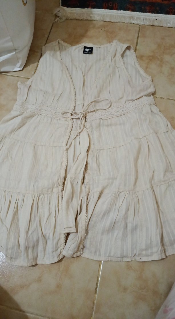 Bej Keten Bohem üst bluz - Görsel 3