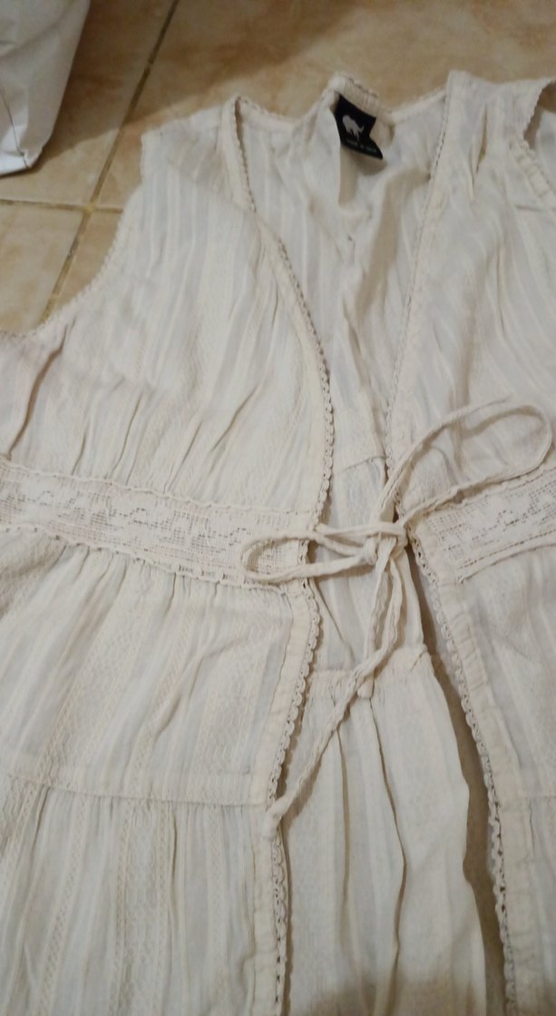 Bej Keten Bohem üst bluz - Görsel 4