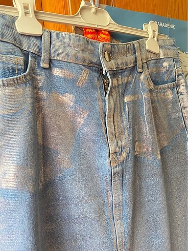 42 Beden mavi Renk Denim kot etek