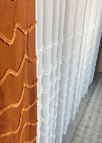 Gri Zebra Desenli Yatak Örtüsü ve fon perde - Görsel 9