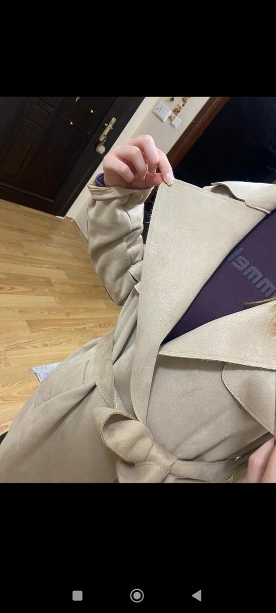 Bej Süet Kadın Midi Trençkot - Görsel 5