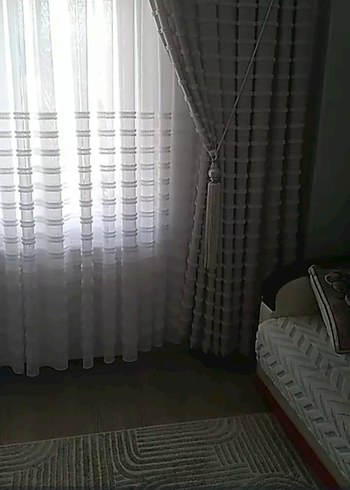 Gri Beyaz Nakışlı Perde - Görsel 17