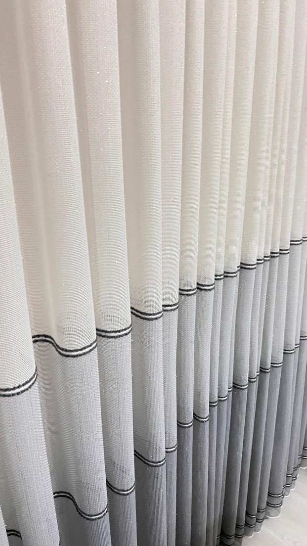 Gri Beyaz Nakışlı Perde - Görsel 3
