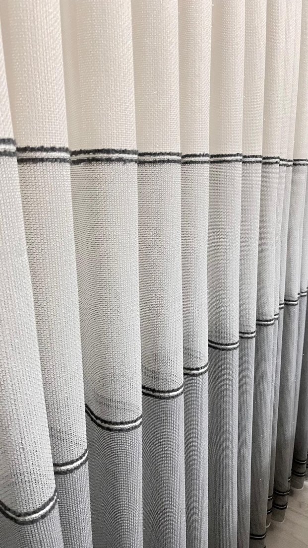 Gri Beyaz Nakışlı Perde - Görsel 4